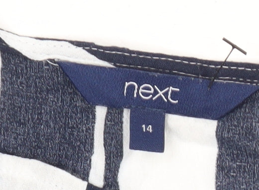 Next Women’s Blue Striped Tunic Blouse UK 14 3/4 Sleeve Viscose