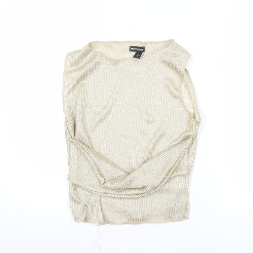 PrettyLittleThing Women’s Gold Metallic Knit Tank Top Size M