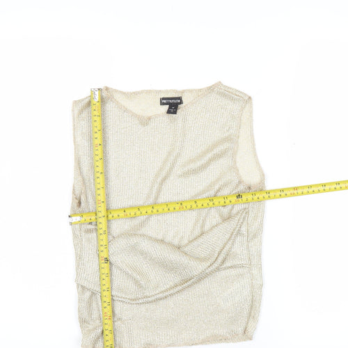 PrettyLittleThing Women’s Gold Metallic Knit Tank Top Size M