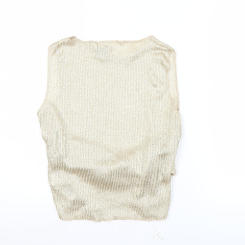 PrettyLittleThing Women’s Gold Metallic Knit Tank Top Size M