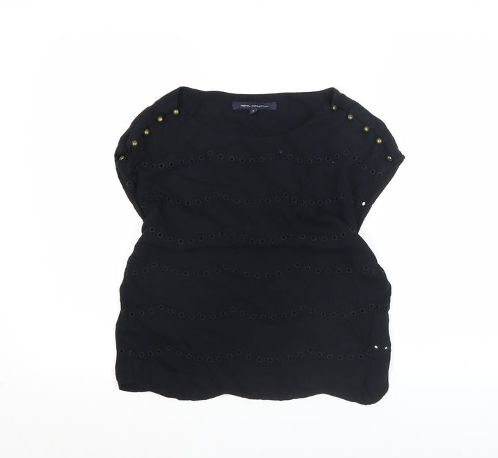 French Connection Women’s Black Studded Blouse Size 6 Sleeveless Tunic