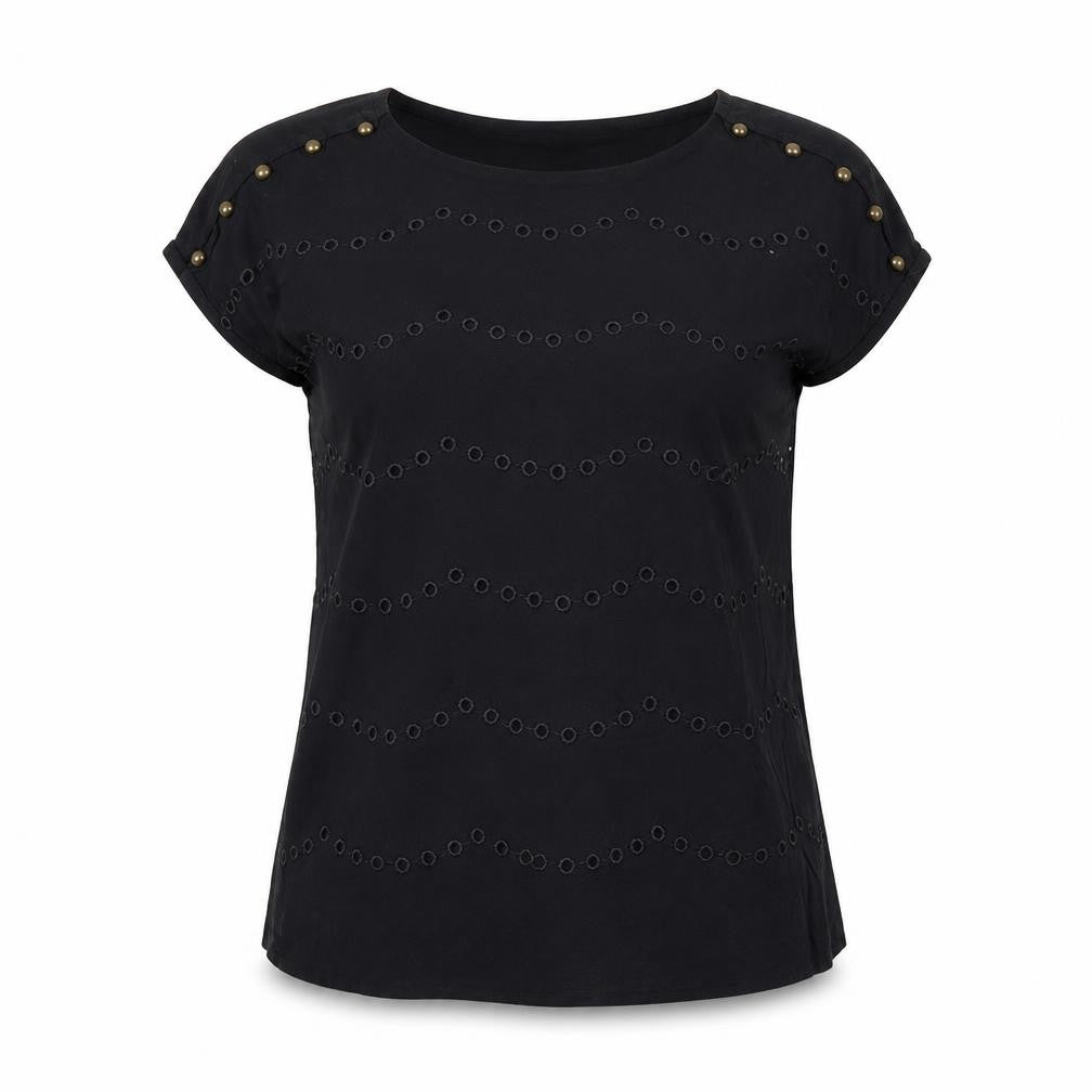 French Connection Women’s Black Studded Blouse Size 6 Sleeveless Tunic