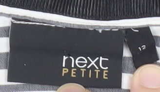 Next Petite Women’s Grey White Striped Button-Up Shirt Size 12