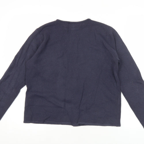 Award Womens Blue Beaded Cardigan M Long Sleeve Knitwear