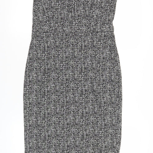 Next Women Grey Black Check Sheath Dress Size 8 Sleeveless Workwear