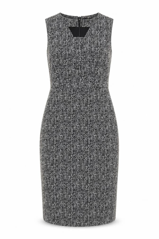 Next Women Grey Black Check Sheath Dress Size 8 Sleeveless Workwear