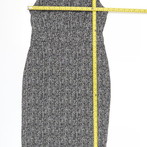 Next Women Grey Black Check Sheath Dress Size 8 Sleeveless Workwear
