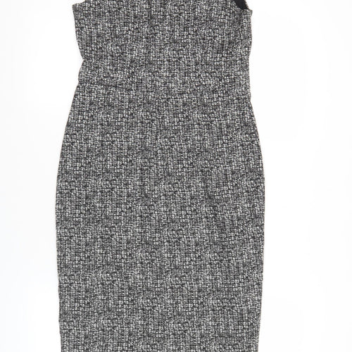Next Women Grey Black Check Sheath Dress Size 8 Sleeveless Workwear
