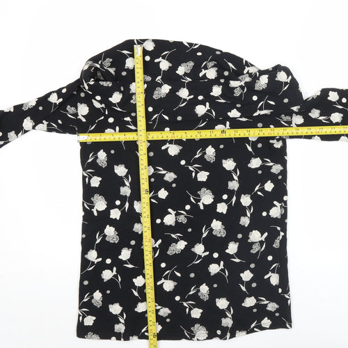 Next Womens Black Floral Cotton Pullover Jumper Size 8 3/4 Sleeve