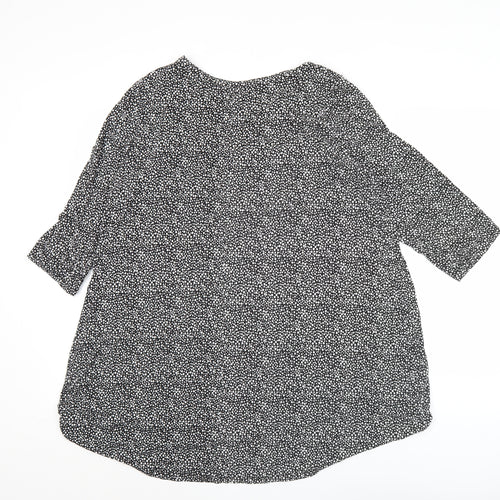 Yours Womens Black Polka Dot Tunic Blouse UK 16 3/4 Sleeve Scoop Neck