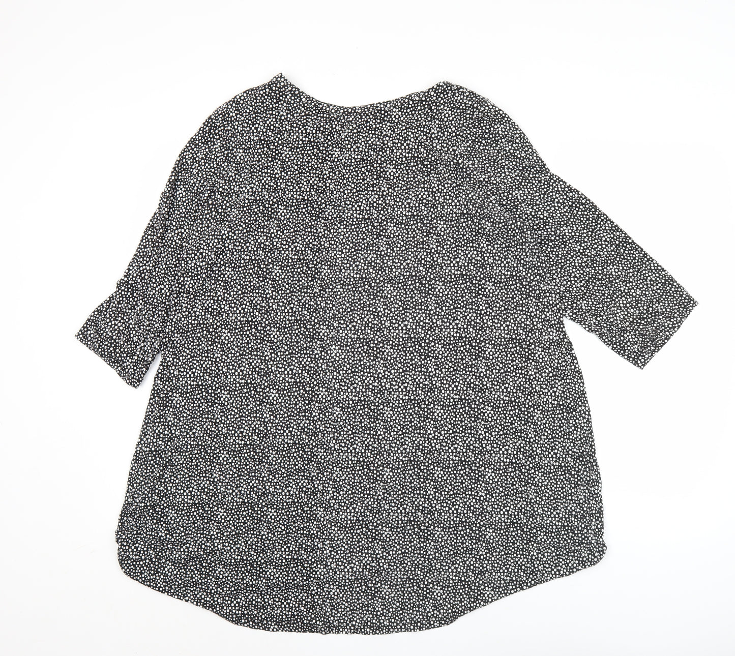 Yours Womens Black Polka Dot Tunic Blouse UK 16 3/4 Sleeve Scoop Neck