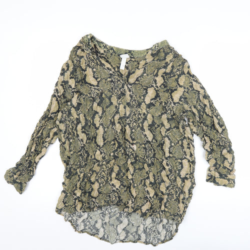 H&M Womens Multicoloured Viscose Tunic Blouse Size 14 Animal Print