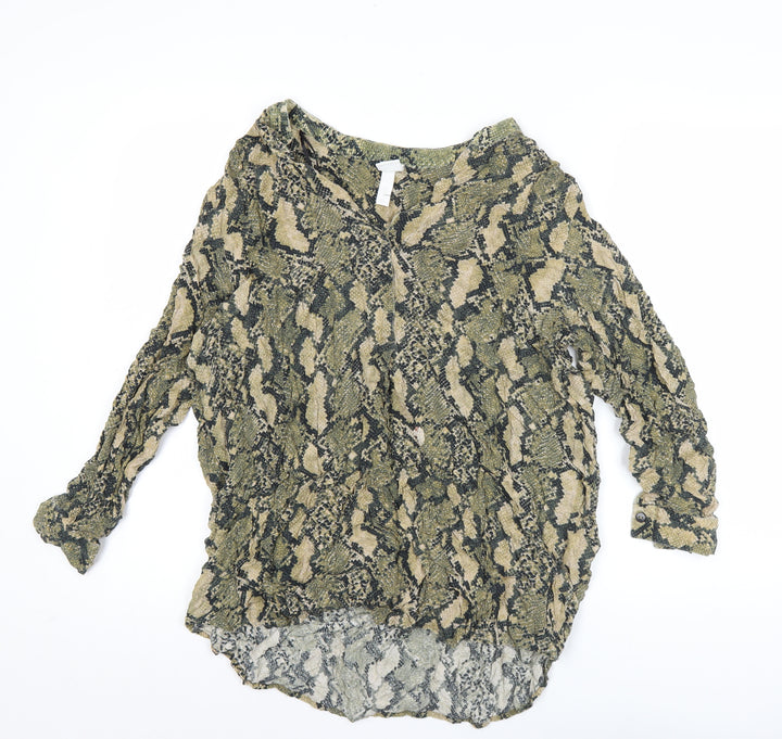 H&M Womens Multicoloured Viscose Tunic Blouse Size 14 Animal Print