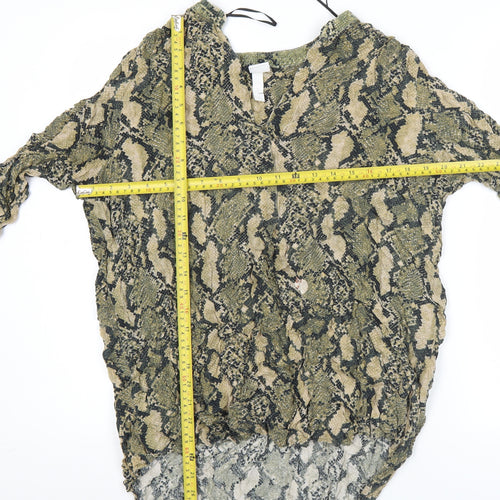 H&M Womens Multicoloured Viscose Tunic Blouse Size 14 Animal Print