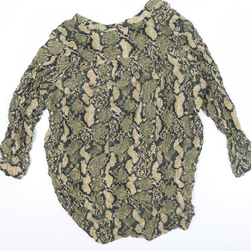 H&M Womens Multicoloured Viscose Tunic Blouse Size 14 Animal Print