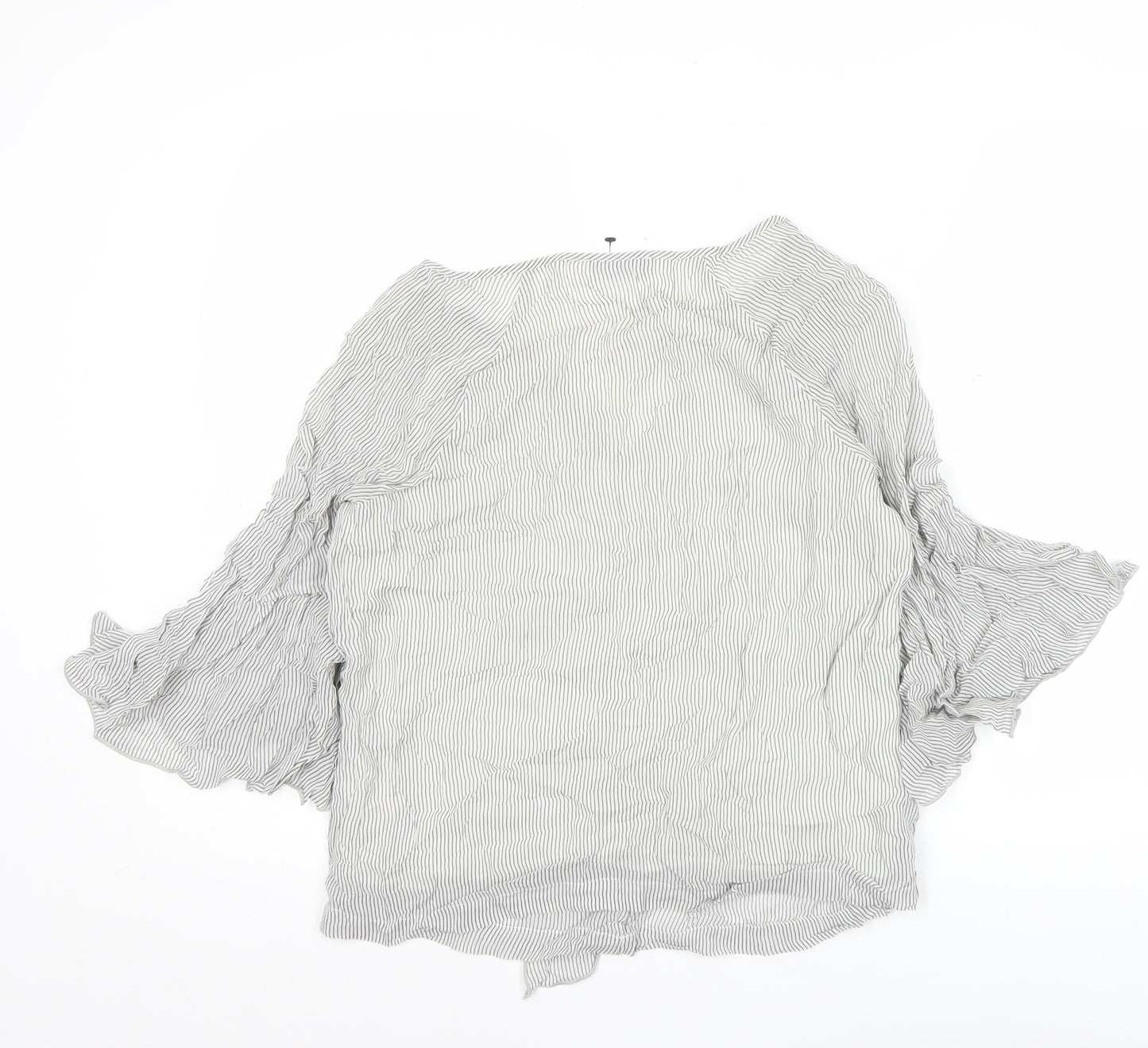 Mint Velvet Womens White Striped Ruffle Blouse Size 12 Viscose