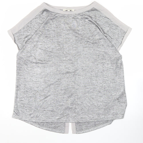 Oasis Womens Grey Short Sleeve Basic T-Shirt Size L Casual
