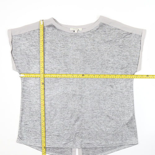 Oasis Womens Grey Short Sleeve Basic T-Shirt Size L Casual