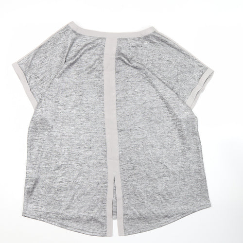 Oasis Womens Grey Short Sleeve Basic T-Shirt Size L Casual