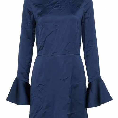 Zara Women’s Blue Satin Sheath Dress XS Long Sleeve High Neck