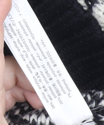 ZARA Women’s Black White Houndstooth Knit Jumper M Crew Neck Pullover