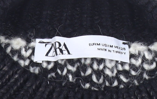 ZARA Women’s Black White Houndstooth Knit Jumper M Crew Neck Pullover