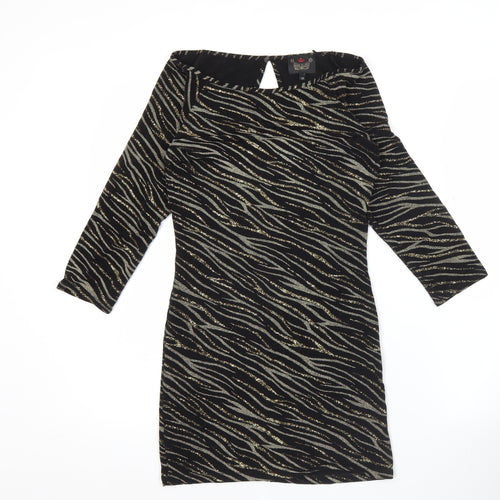 River Island Women’s Black Animal Print Bodycon Dress UK 12