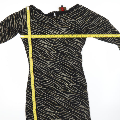 River Island Women’s Black Animal Print Bodycon Dress UK 12