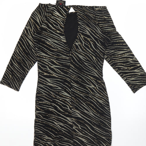 River Island Women’s Black Animal Print Bodycon Dress UK 12