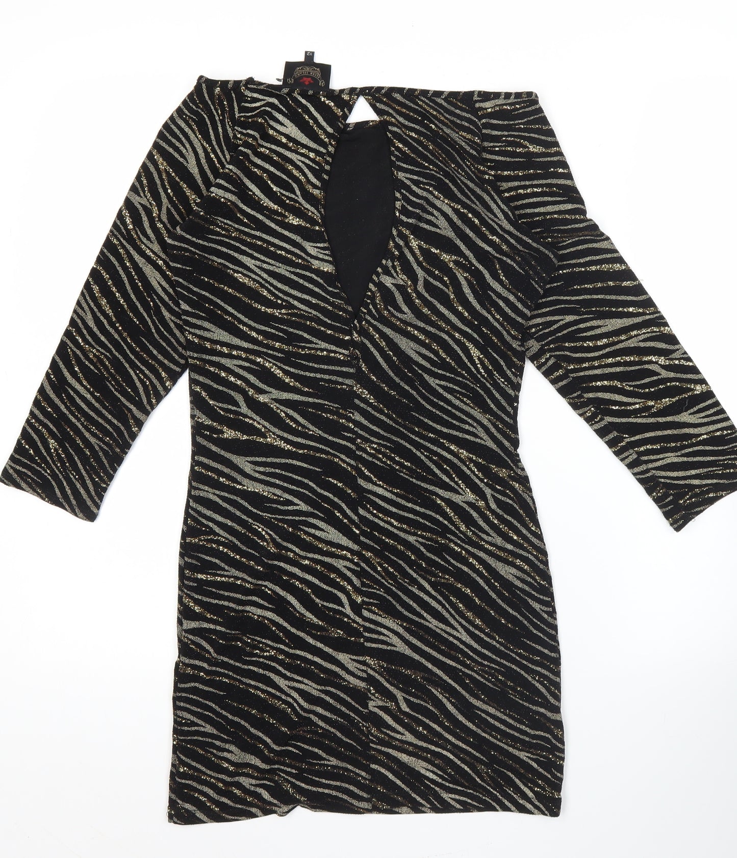 River Island Women’s Black Animal Print Bodycon Dress UK 12