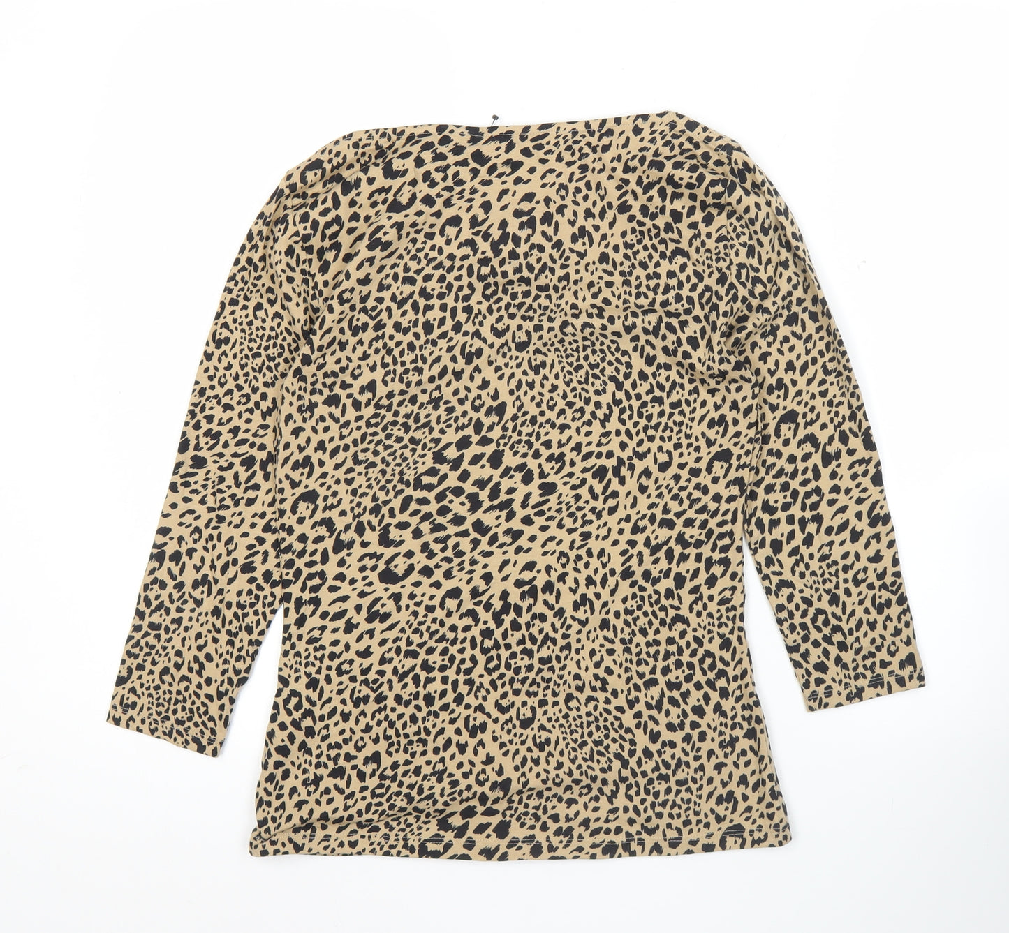 Marks and Spencer Womens Brown Animal Print 3/4 Sleeve Jersey Top Size 8