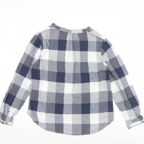 Monsoon Women’s Blue Check Cotton Blouse Size 12 Long Sleeve