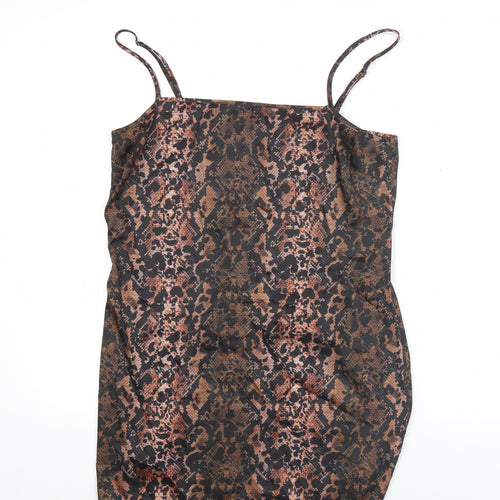 Collusion Women’s Brown Animal Print Slip Mini Dress Size 10