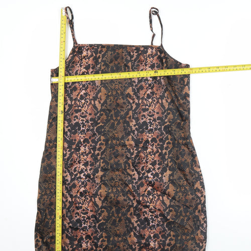 Collusion Women’s Brown Animal Print Slip Mini Dress Size 10
