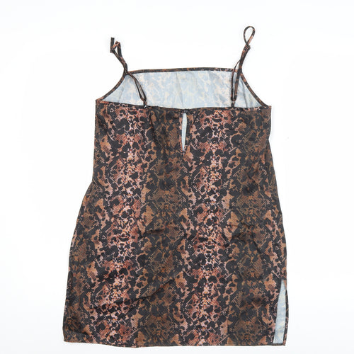 Collusion Women’s Brown Animal Print Slip Mini Dress Size 10