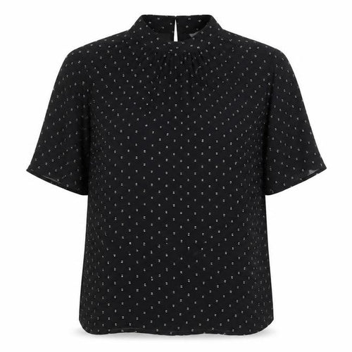 H&M Women’s Black High Neck Tunic Blouse Size 8 Short Sleeve