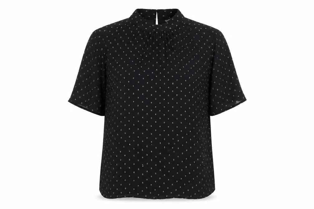 H&M Women’s Black High Neck Tunic Blouse Size 8 Short Sleeve