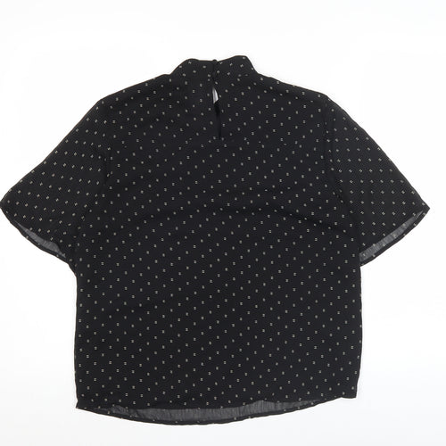 H&M Women’s Black High Neck Tunic Blouse Size 8 Short Sleeve