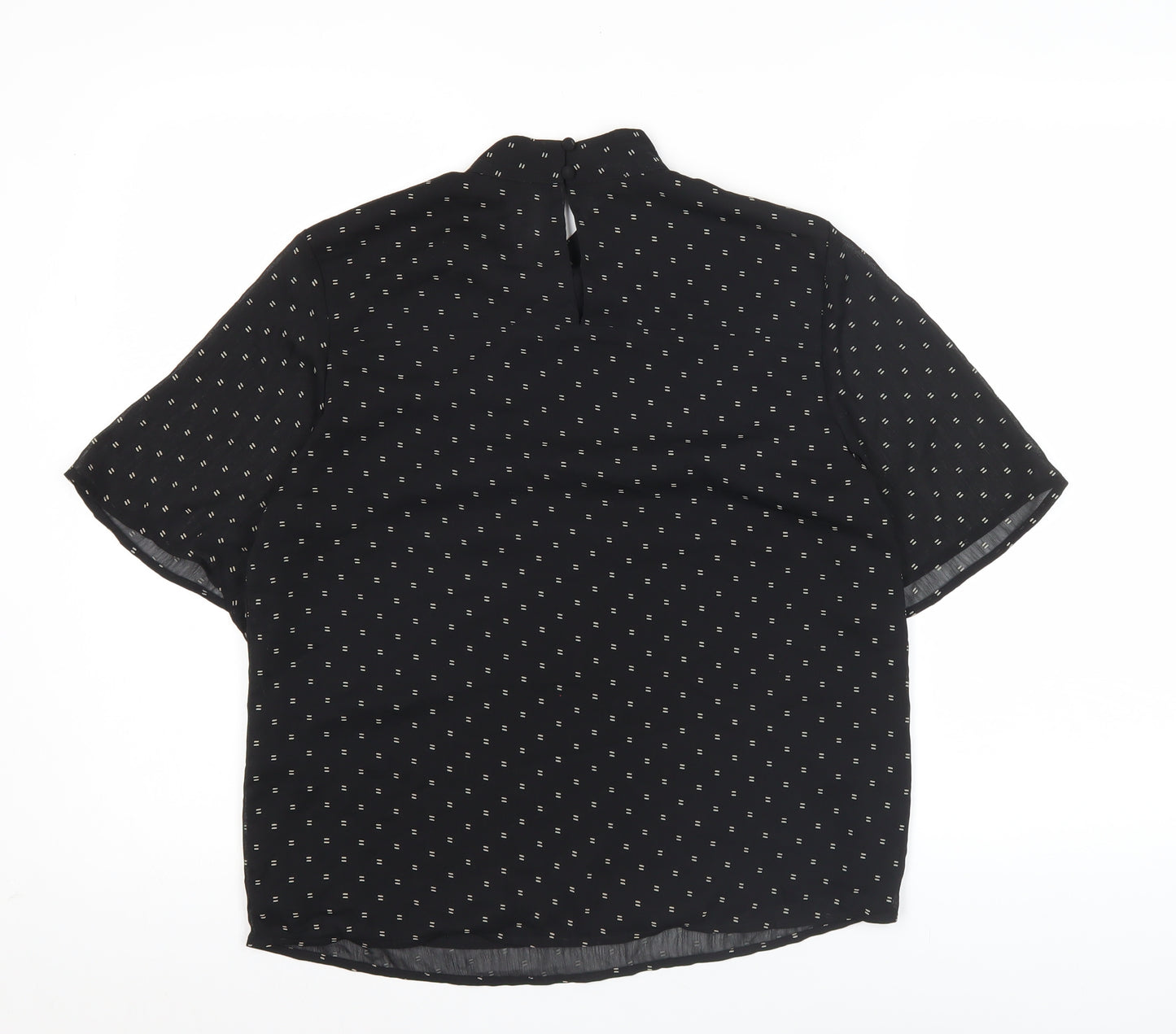 H&M Women’s Black High Neck Tunic Blouse Size 8 Short Sleeve