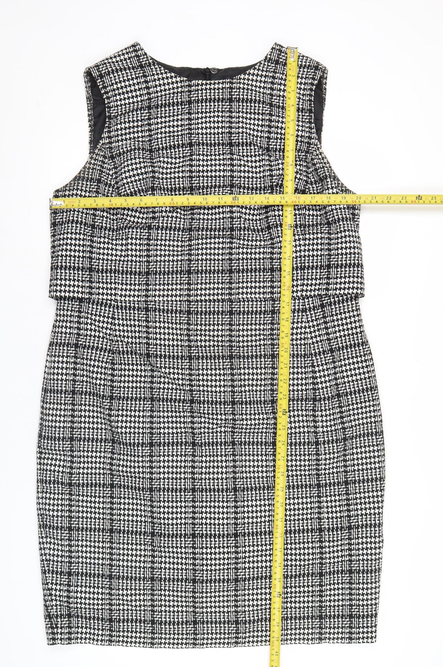 Marks and Spencer Women’s Black Houndstooth Sheath Dress Size 18