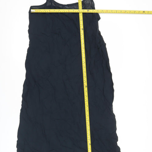 Jaeger Women’s Black Viscose Slip Dress Size 12 Knee Length