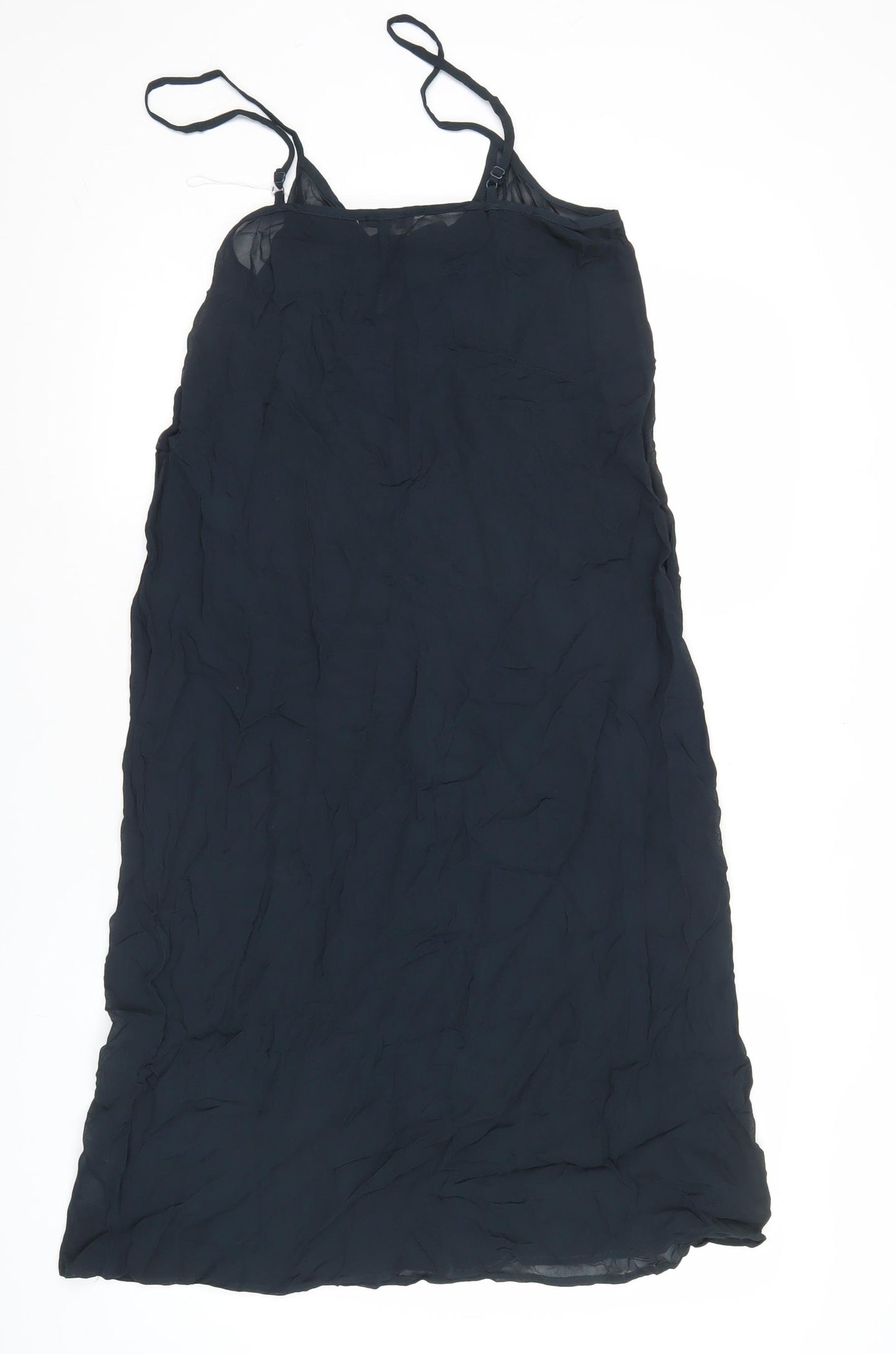 Jaeger Women’s Black Viscose Slip Dress Size 12 Knee Length