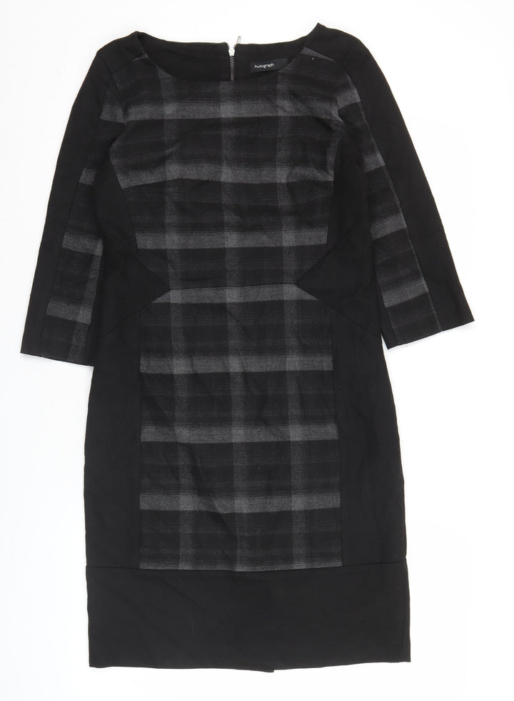 Marks and Spencer Women’s Black Check Sheath Dress UK 8 Workwear