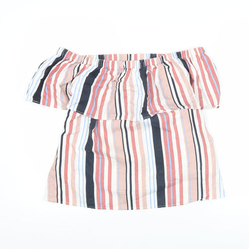 Vila Womens Multicoloured Off Shoulder Striped Blouse Size 8