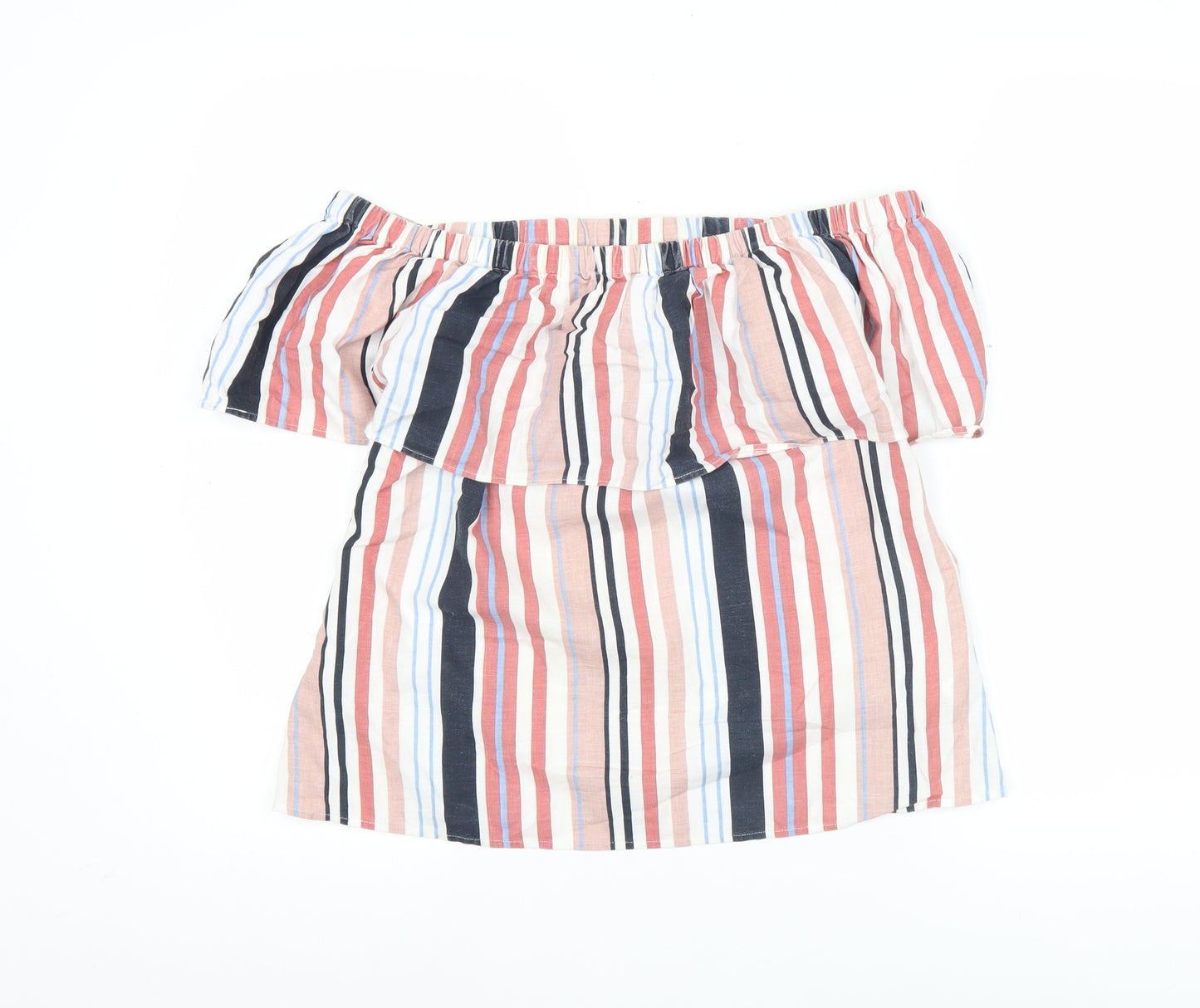 Vila Womens Multicoloured Off Shoulder Striped Blouse Size 8