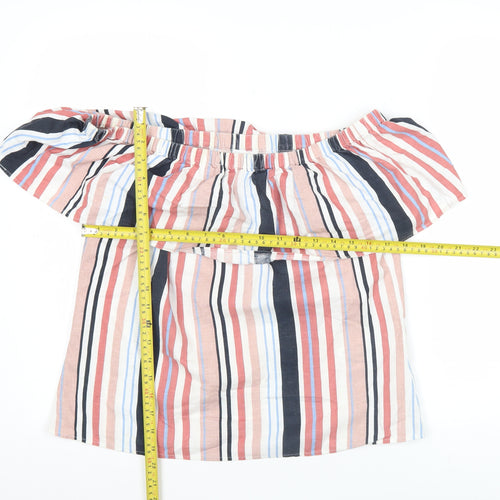 Vila Womens Multicoloured Off Shoulder Striped Blouse Size 8