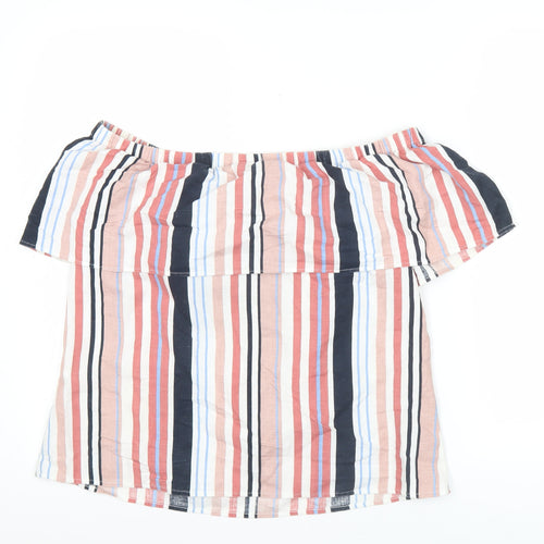 Vila Womens Multicoloured Off Shoulder Striped Blouse Size 8