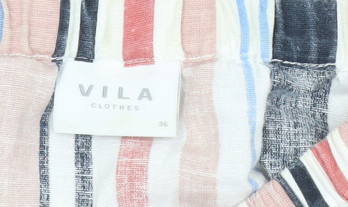 Vila Womens Multicoloured Off Shoulder Striped Blouse Size 8