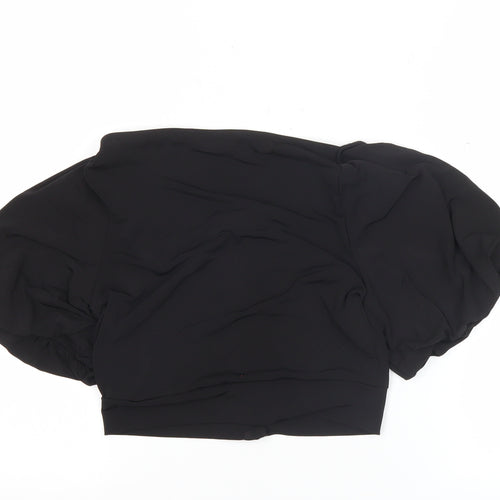 French Connection Womens Black Size 8 Cropped Puff Sleeve Blouse