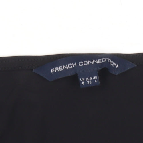 French Connection Womens Black Size 8 Cropped Puff Sleeve Blouse